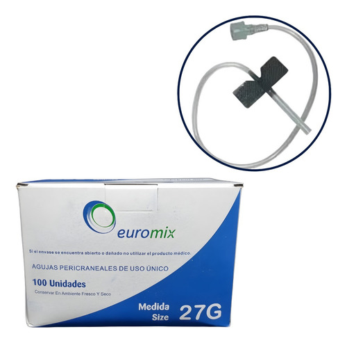 Equipo Pericraneal Aguja Butterfly Mariposa 27g X 100 Un.