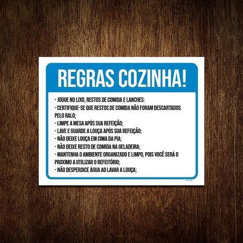 Kit 3 Placas Sinalização - Regras Cozinha Ml3832