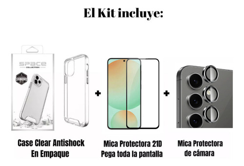 Case Funda Clear Para Samsung S24 Fe + Mica Pantalla, Cámara