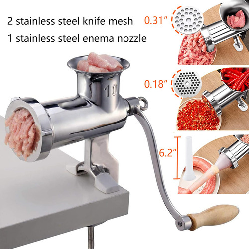 Moedor De Carne Cam2 Heavy Duty Manual Em Aço Inoxidável #10