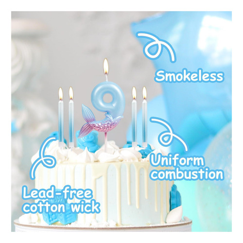 Números De Velas De Cumpleaños De Ininger, Velas Azul Número