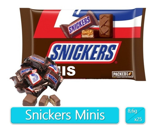 Chocolatina Snickers Miniatura Bolsa X25 - Kg a $4