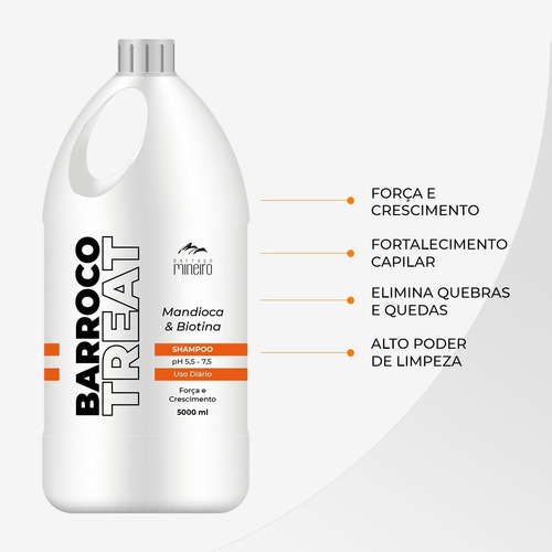 Kit Barroco Mineiro Mandioca E Biotina Sh + Cond 5l Treat