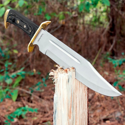 Linder full tang Bowie cocoboloholz faciales cuchillo de caza cuchillo Mango