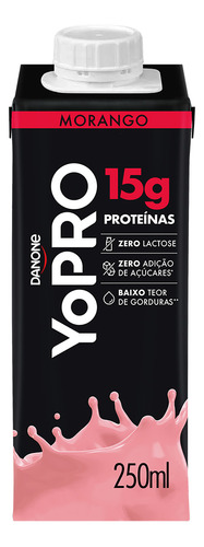 Bebida Láctea UHT Morango Zero Lactose Yopro Shake Caixa 250ml