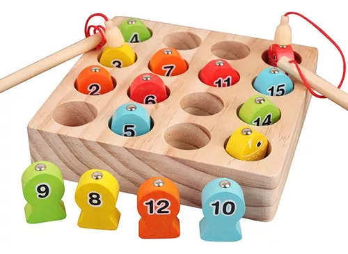 Juego De Pesca Magnético De Madera Montessori