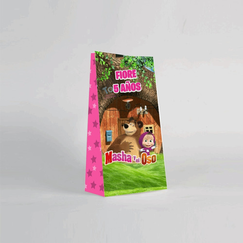 Imagen 1 de 6 de Bolsas Masha Y El Oso Para Sorpresitas O Souvenirs Pack X10