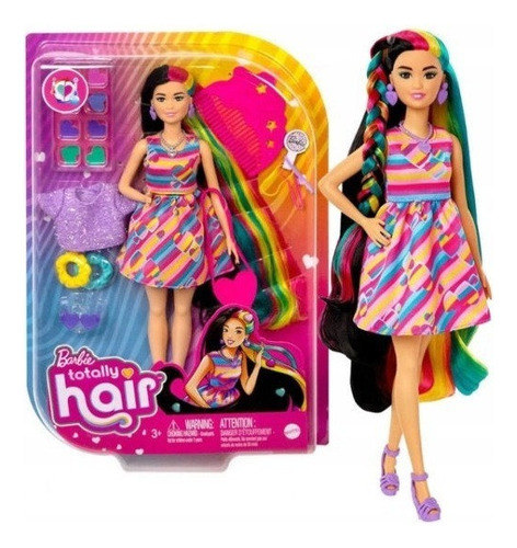 Set Totally Hair Vestido De Rayas De Colores - Barbie Hcm90