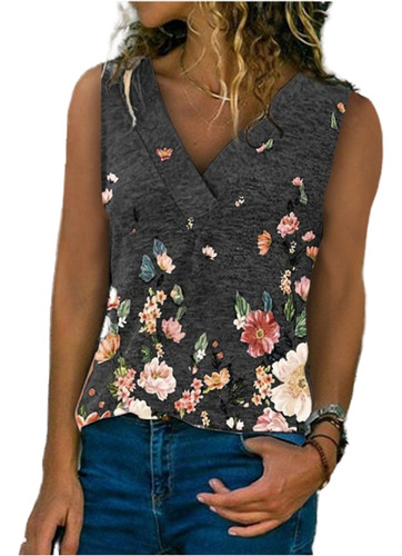 Playera Con Estampado Floral Femenino  Ropa De Calle Casual