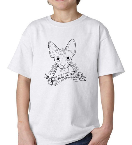 Remera De Niño Gato Sphynx Is The New Black Dibujo