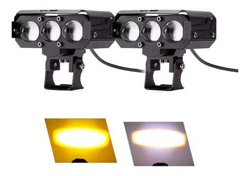 Exploradores Led M6d Dual Color 7.000lm Para Moto Bajaj