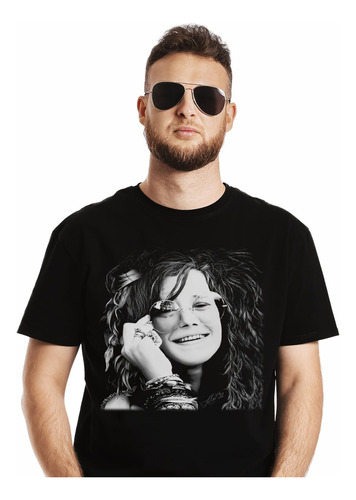 Polera Janis Joplin Face Rock Impresión Directa