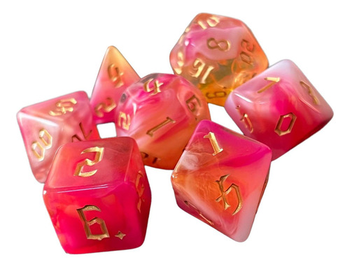 2 X 7x Dados Poliédricos De Doble Color D6 D4 D8 Rosa