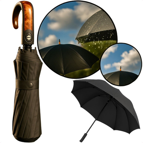 Sanimports Guarda Chuva Reforçado Automático Grande Cabe Bolsa Mochila Resistente Proteção Solar