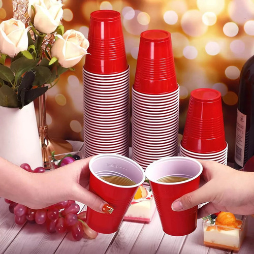 . 50 Vasos Desechable Plástico Bicolor Prémium Eventos