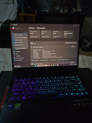Laptop Gamer Acer Predator Helios Neo 14 Rtx 4070 Negro (Usado)