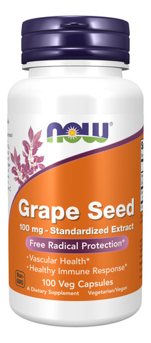 Grape Seed Semente De Uva 100mg 100 Cápsulas Now Foods