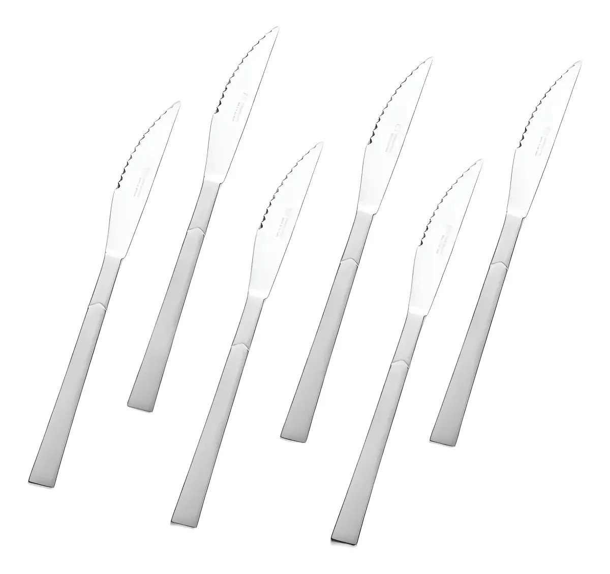 Set X 6 Cuchillo Asado Serrucho Volf Focus Acero Inoxidable Color Gris