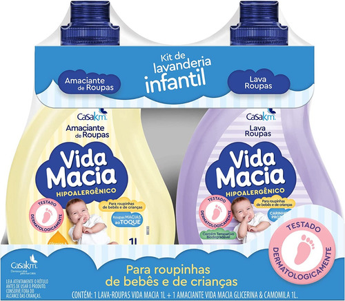 Kit Vida Macia Lava Roupas E Amaciante Glicerina Camomila 1l