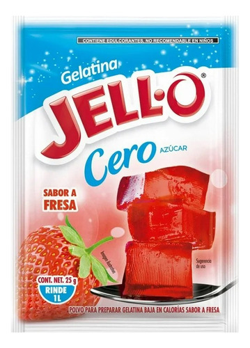10 Pzas Polvo Para Preparar Gelatina Jello Sabor Fresa Cero