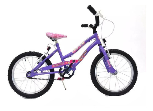 Bicicleta Nena Playera Con Frenos V-brakes Kelinbike Rodado 16 Color Lila Y Rueditas De Aprendizaje