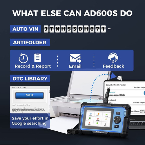 Escáner Obd2 Topdon Ad600s, Con 8 Servicios De Reseteo