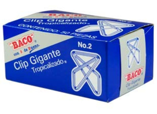 Clip Baco Gigante 2 Zincado C/50 Pzas - Cl018 /vc Color Plateado