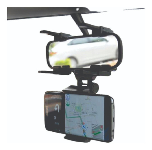 Suporte Celular Garra P/ Retrovisor Carro Pinça Ajustável Cor Preto e Roxo