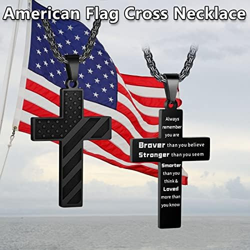Hattidoris Collar Con Cruz De Bandera Americana Para Niños,