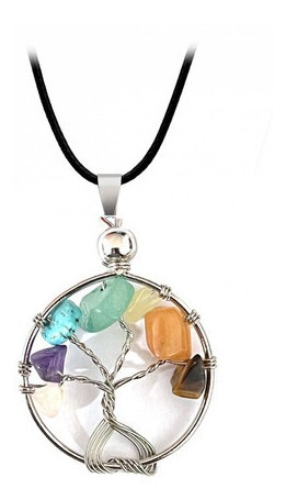 Collar Cuarzo 7 Chakras Arbol + Estuche Dayoshop