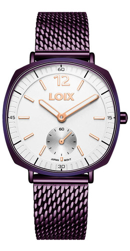 Reloj Loix Mujer L1210-5 Morado Con Tablero Blanco