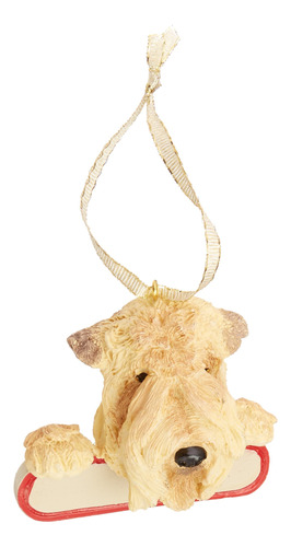 Soft Coated Wheaten, Ornamento Santa S Pals Con Placa De Nom