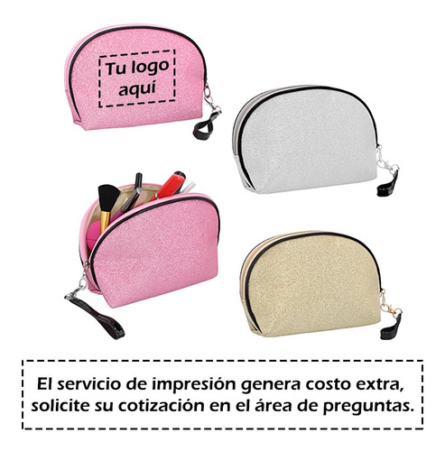 Imagen 3 de 9 de Cosmetiquera De Poliéster Con Acabado Glitter
