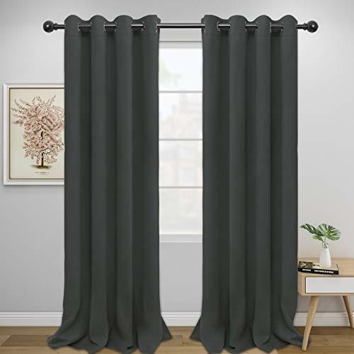 Cortinas Easy-going Color Gris Oscuro Con Ojales Opacas