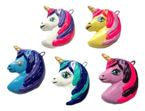 Dije De Unicornio Ceramica Artesanal Bisutería Collar 3 Pzs