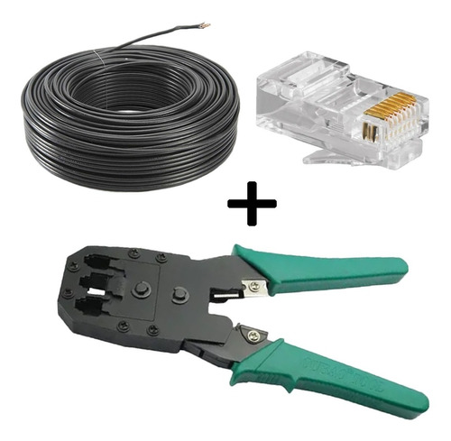 100m Cable Exterior Doble Vaina + Pinza Rj45 Rj11+ 10 Ficha