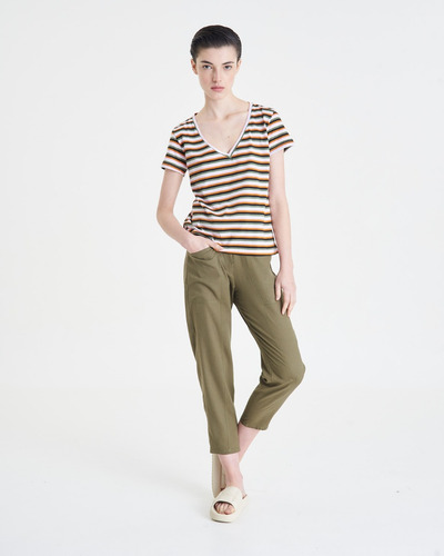 Remera Portsaid Rayada Newport Off White Para Mujer