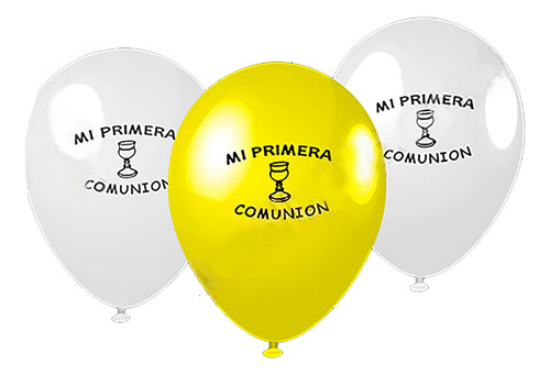 Globo Globolandia 10 Comunion X50u. Color Amarillo Y Blanco 1