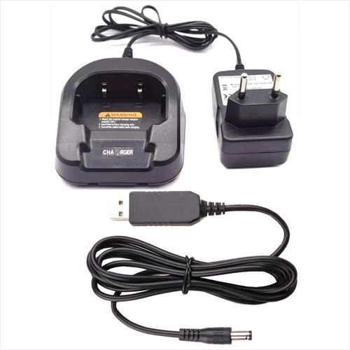 Pack Cargador Completo Y Adaptador Usb 5v Para Baofeng Uv-82