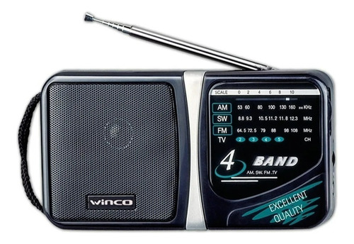 Radio Portatil Am Fm De Mano 4 Bandas A Pilas Retro Winco