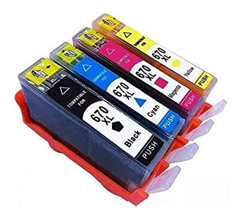 Set 670xl 4 Colores Alternativo Para Deskjet Ink 3525 4615 