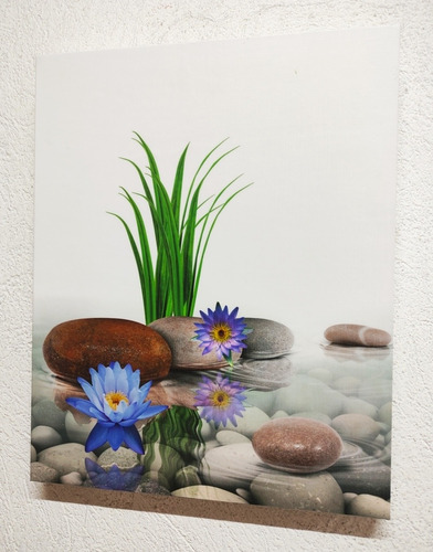 Cuadros De Piedras Con Flores Lilas 30 X 24 Cms