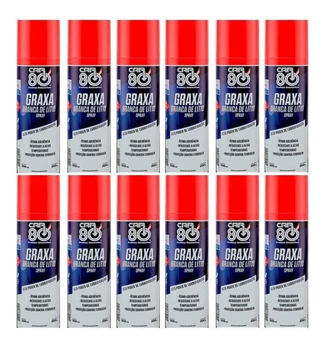 Kit C/ 12 Graxa Branca De Lítio Spray 300ml Car80 Atacado