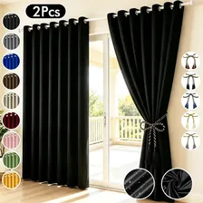 Cortina Blackout Para Ventana 214x160cm 2pzs Habitacion Sala Negro ARTROLIN