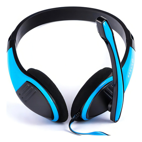 Audifonos Diadema Gamer Pc Laptop Headset Naceb Microfono 3.5mm Jack Color Azul