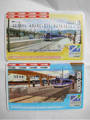 2 Tarjetas Del Metro Merval Años 2004 Agosto Junio(ff485-486