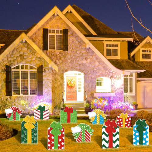 Letrero De Patio De Navidad De 10pcs Bhaline Con Letreros De