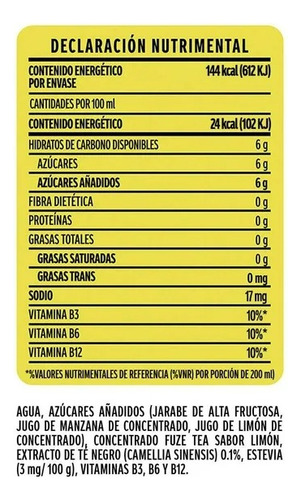 13 Pzas Té Negro Sabor Limón 600 Ml