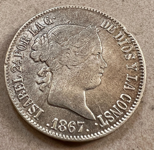 #103 España 1867 1 Escudo Reina Isabel Ii 