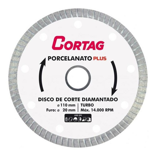 Disco Corte Diamantado Turbo Porcelanato Plus 110mm Cortag 